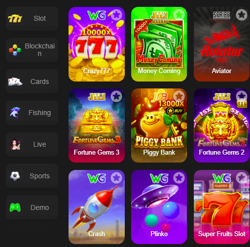 Main screen of luckypk777 game page for PK players