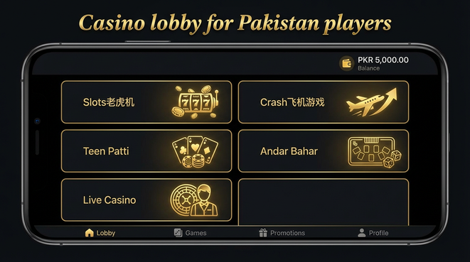 Lobby view of luckypk777 for Pakistan users